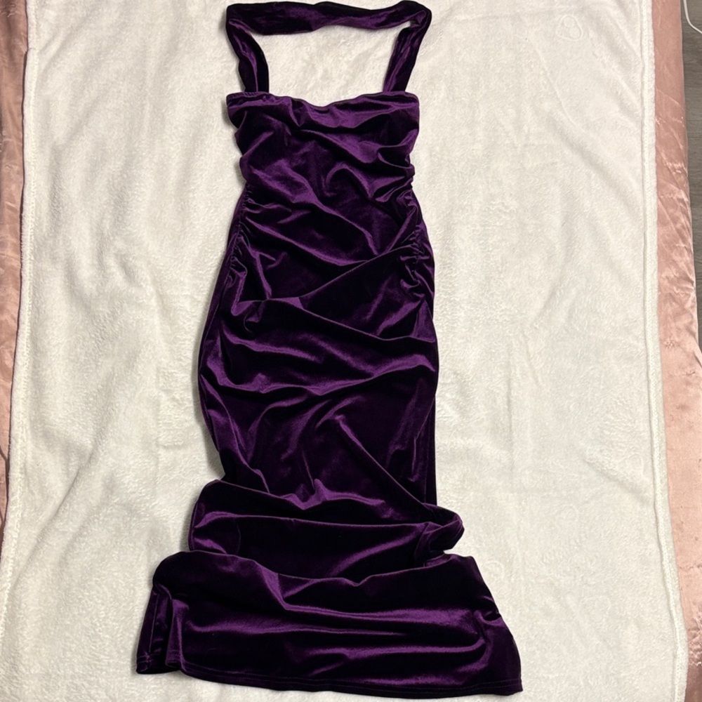 Elegant Purple Mermaid Velvet Dress